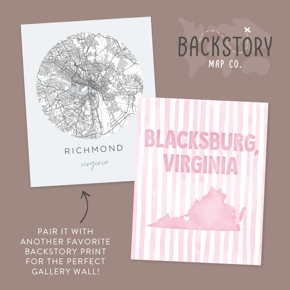 Blacksburg, Virginia Pink Pastel Poster