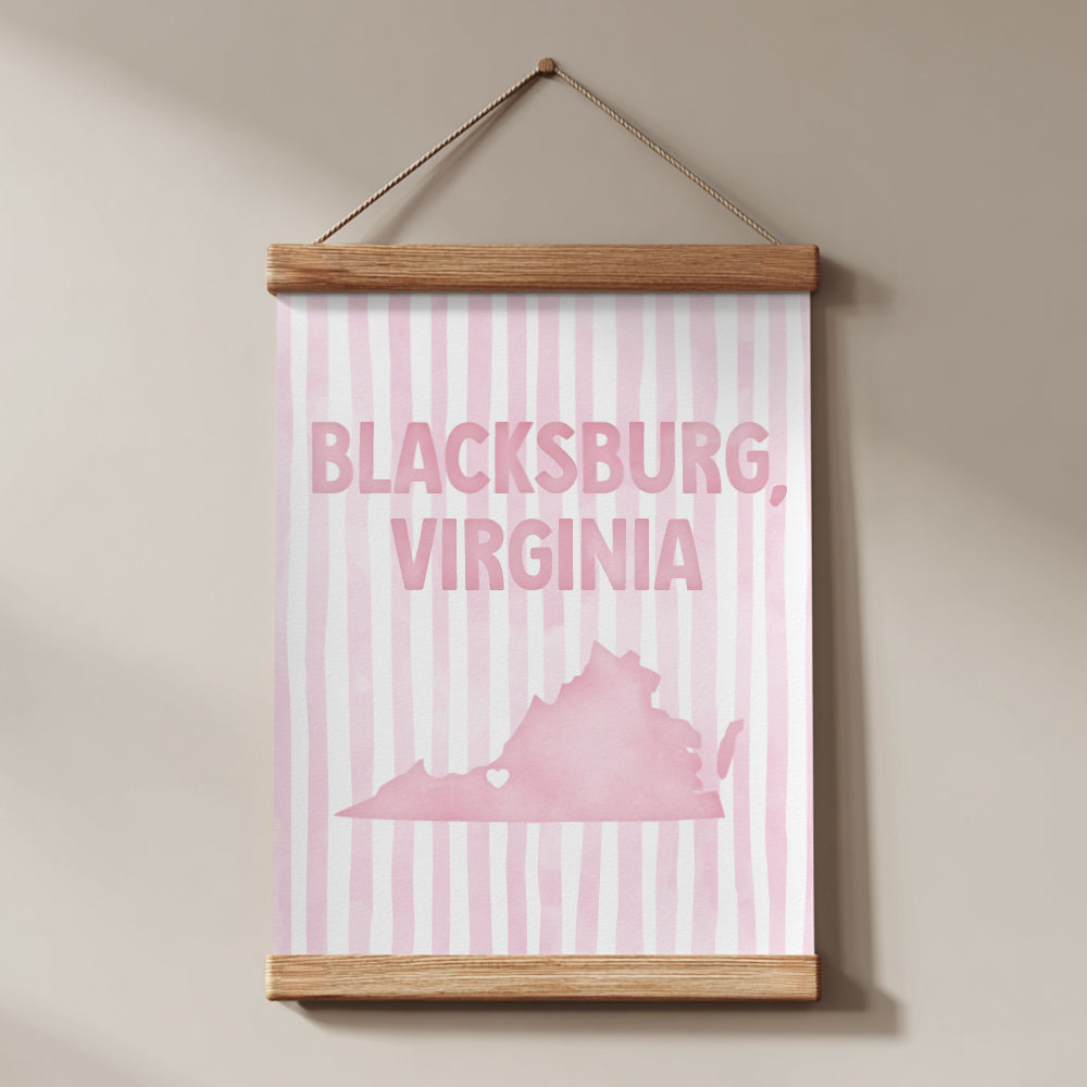 Blacksburg, Virginia Pink Pastel Poster