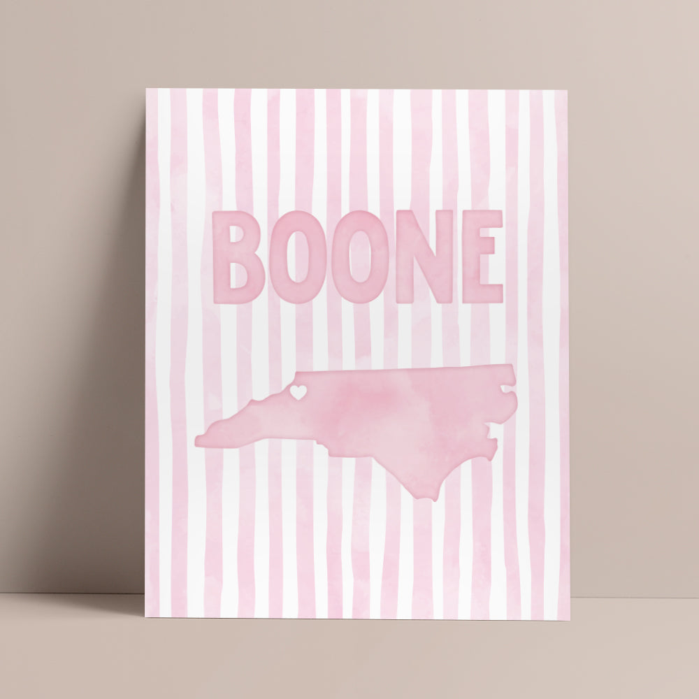 Boone North Carolina Poster · Boone North Carolina Pink Pastel Wall Art