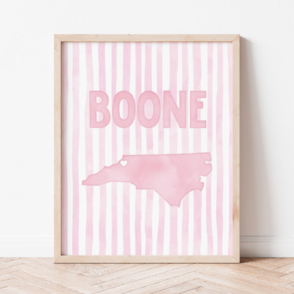 Boone North Carolina Poster · Boone North Carolina Pink Pastel Wall Art