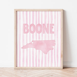 Boone North Carolina Poster · Boone North Carolina Pink Pastel Wall Art