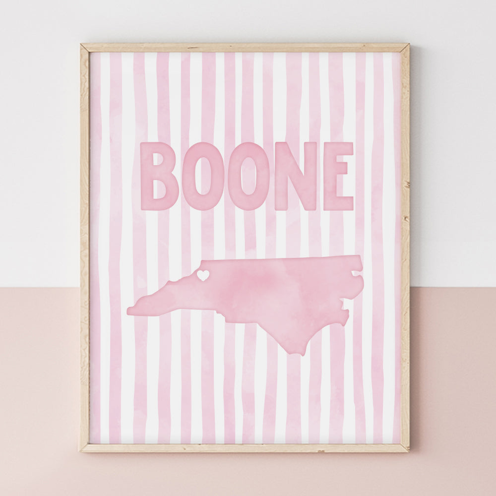 Boone North Carolina Poster · Boone North Carolina Pink Pastel Wall Art