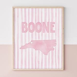 Boone North Carolina Poster · Boone North Carolina Pink Pastel Wall Art