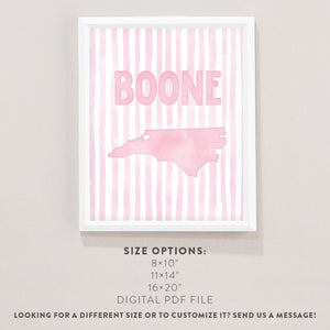 Boone North Carolina Poster · Boone North Carolina Pink Pastel Wall Art