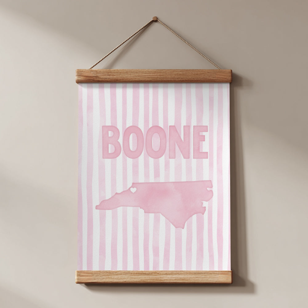 Boone North Carolina Poster · Boone North Carolina Pink Pastel Wall Art