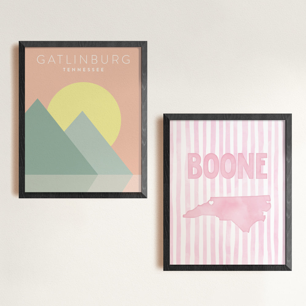 Boone North Carolina Poster · Boone North Carolina Pink Pastel Wall Art