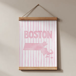 Boston Massachusetts Poster · Boston Pink Pastel Wall Art