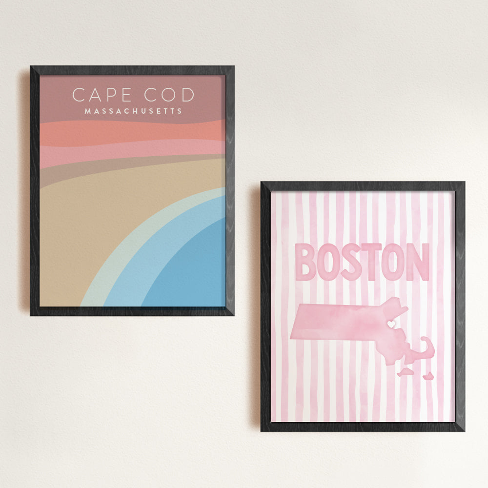 Boston Massachusetts Poster · Boston Pink Pastel Wall Art