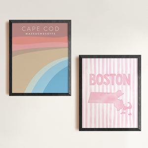 Boston Massachusetts Poster · Boston Pink Pastel Wall Art