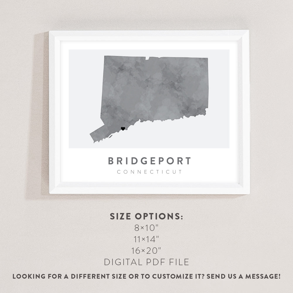 bridgeport connecticut map poster