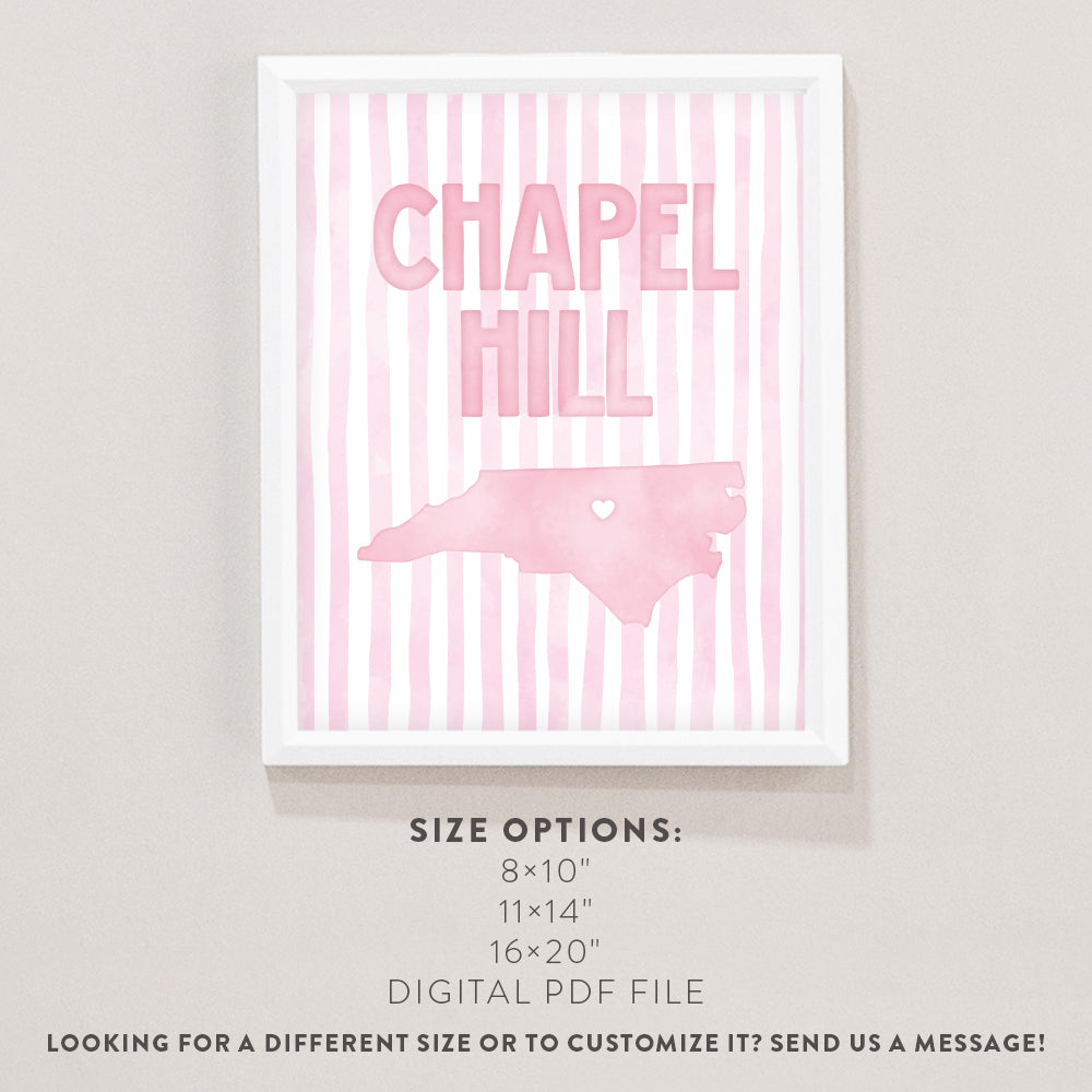 Chapel Hill, North Carolina Pink Pastel Poster