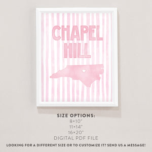 Chapel Hill, North Carolina Pink Pastel Poster
