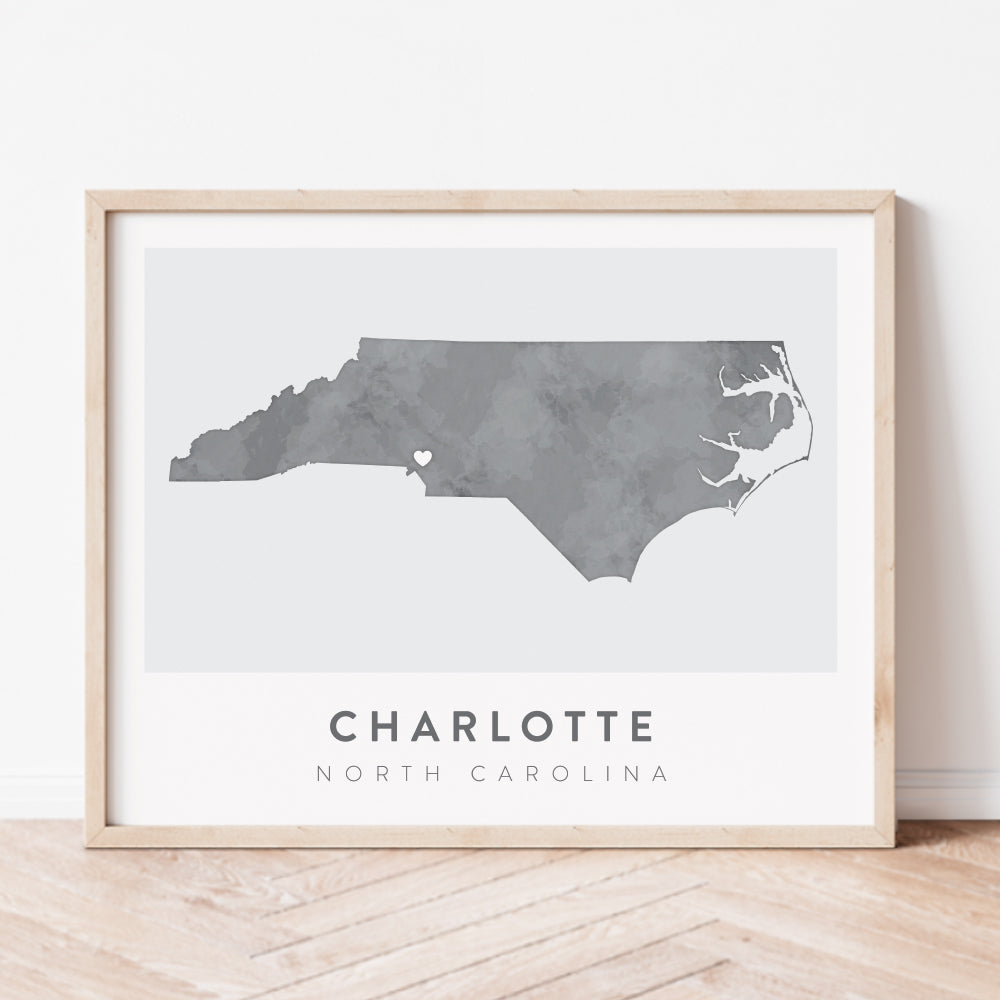 charlotte north carolina map poster