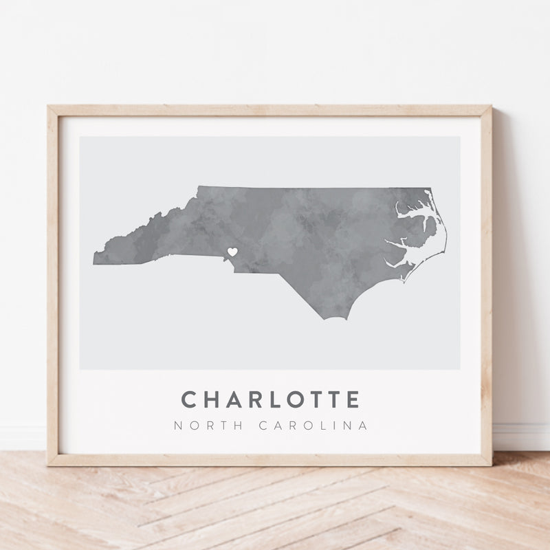 charlotte north carolina map poster