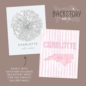 Charlotte North Carolina Poster · Charlotte North Carolina Pink Pastel Wall Art