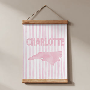 Charlotte North Carolina Poster · Charlotte North Carolina Pink Pastel Wall Art