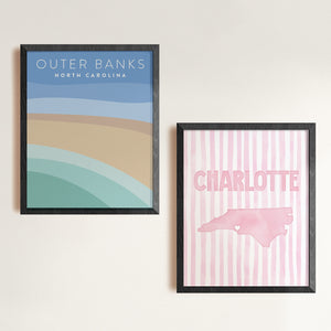 Charlotte North Carolina Poster · Charlotte North Carolina Pink Pastel Wall Art