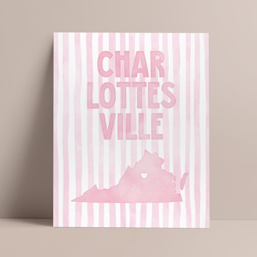Charlottesville, Virginia Pink Pastel Poster