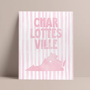 Charlottesville, Virginia Pink Pastel Poster