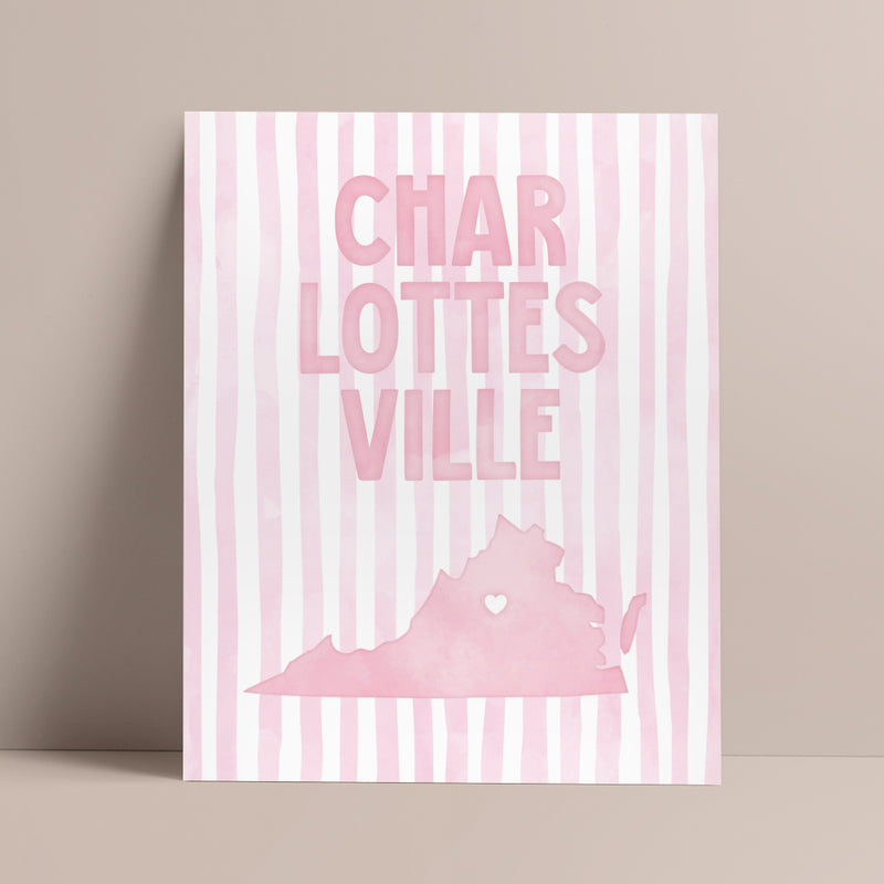 Charlottesville, Virginia Pink Pastel Poster