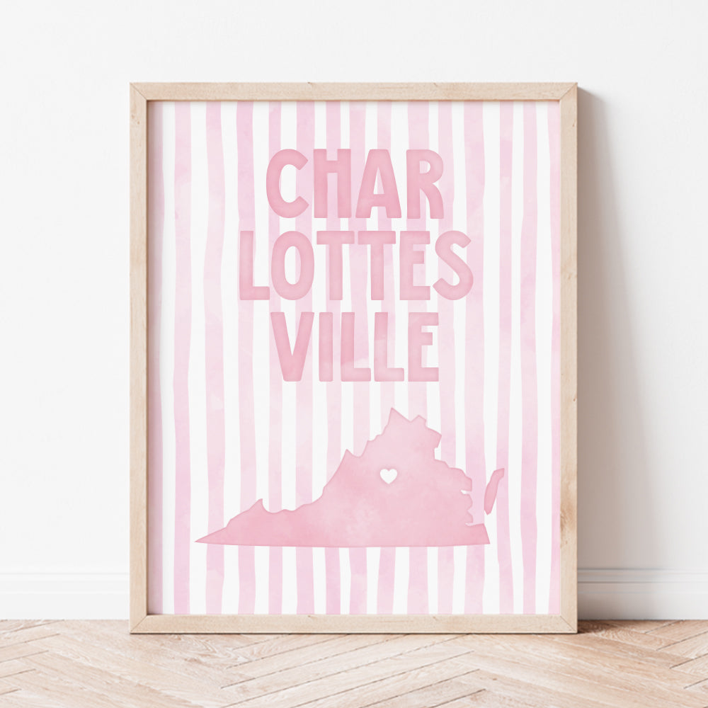 Charlottesville, Virginia Pink Pastel Poster