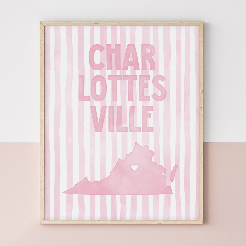 Charlottesville, Virginia Pink Pastel Poster