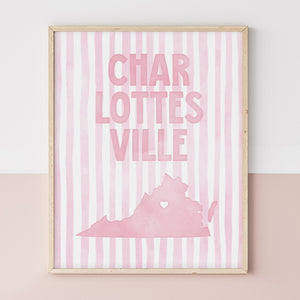 Charlottesville, Virginia Pink Pastel Poster