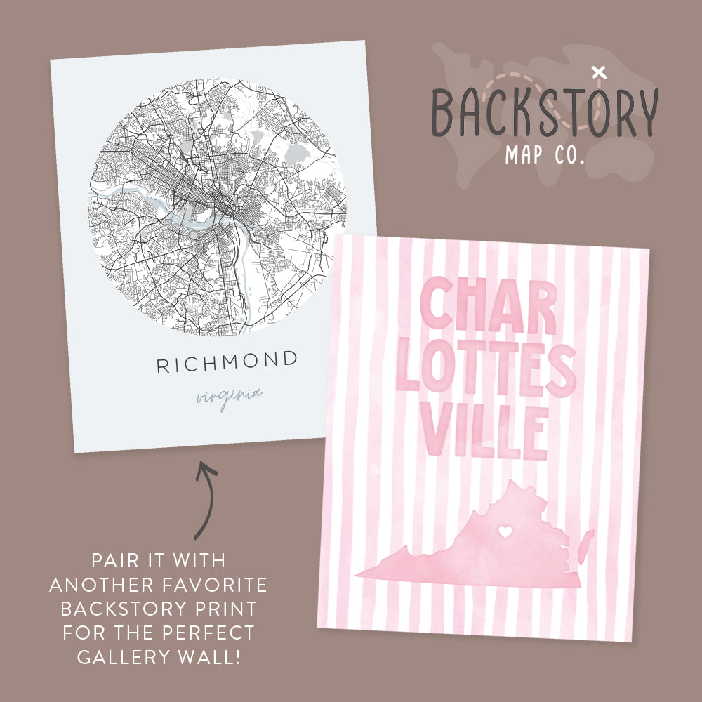 Charlottesville, Virginia Pink Pastel Poster