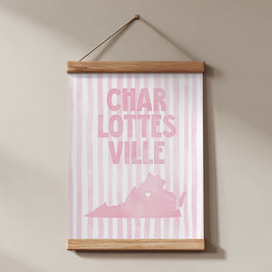 Charlottesville, Virginia Pink Pastel Poster