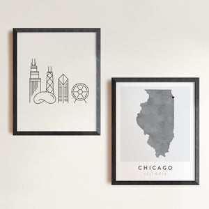 chicago map wall art