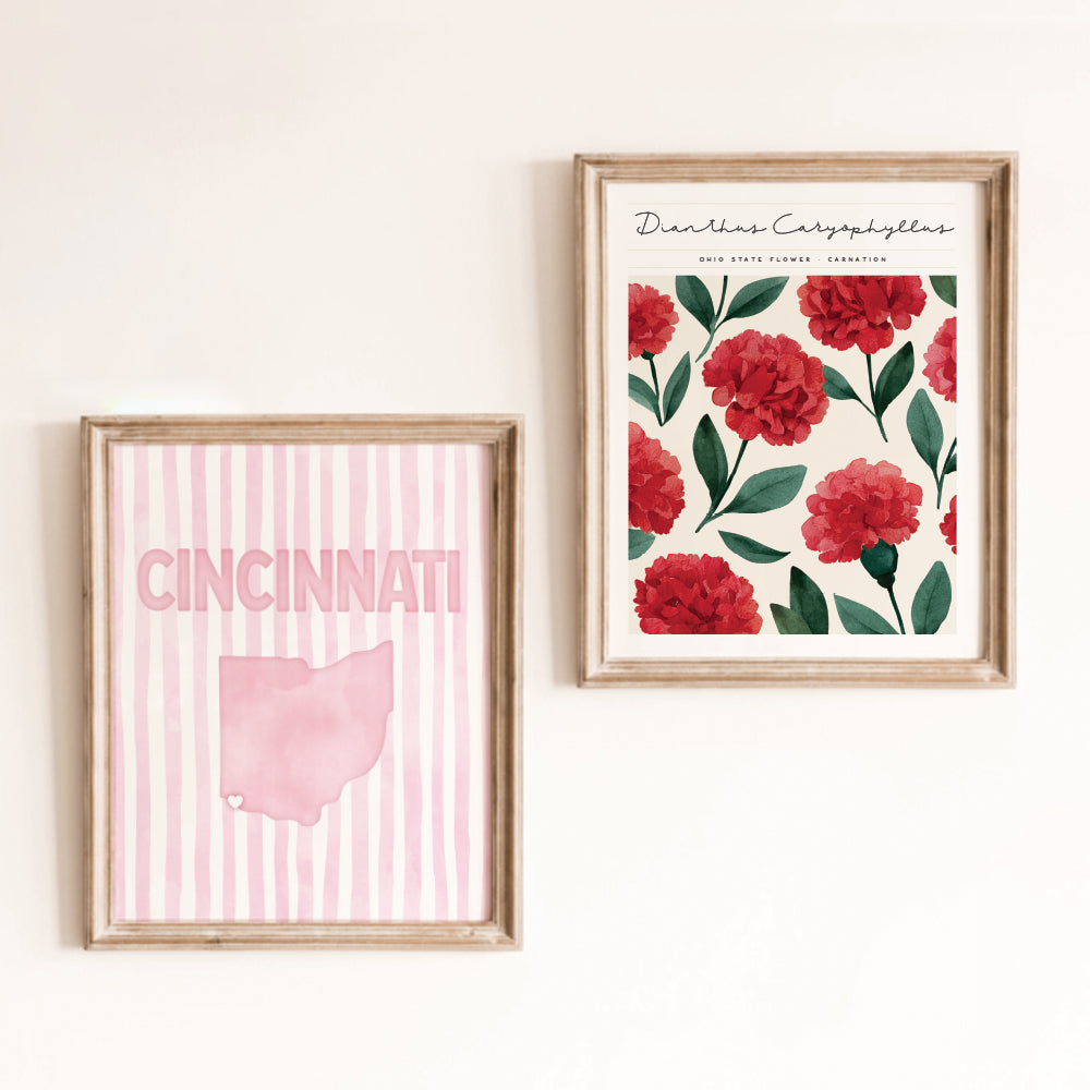 Cincinnati Ohio Poster · Cincinnati Ohio Pink Pastel Wall Art