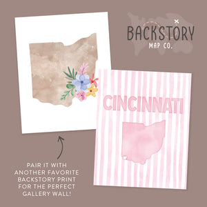 Cincinnati Ohio Poster · Cincinnati Ohio Pink Pastel Wall Art