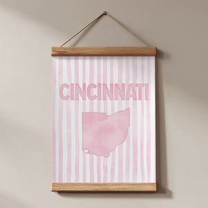 Cincinnati Ohio Poster · Cincinnati Ohio Pink Pastel Wall Art