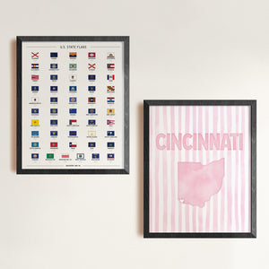 Cincinnati Ohio Poster · Cincinnati Ohio Pink Pastel Wall Art