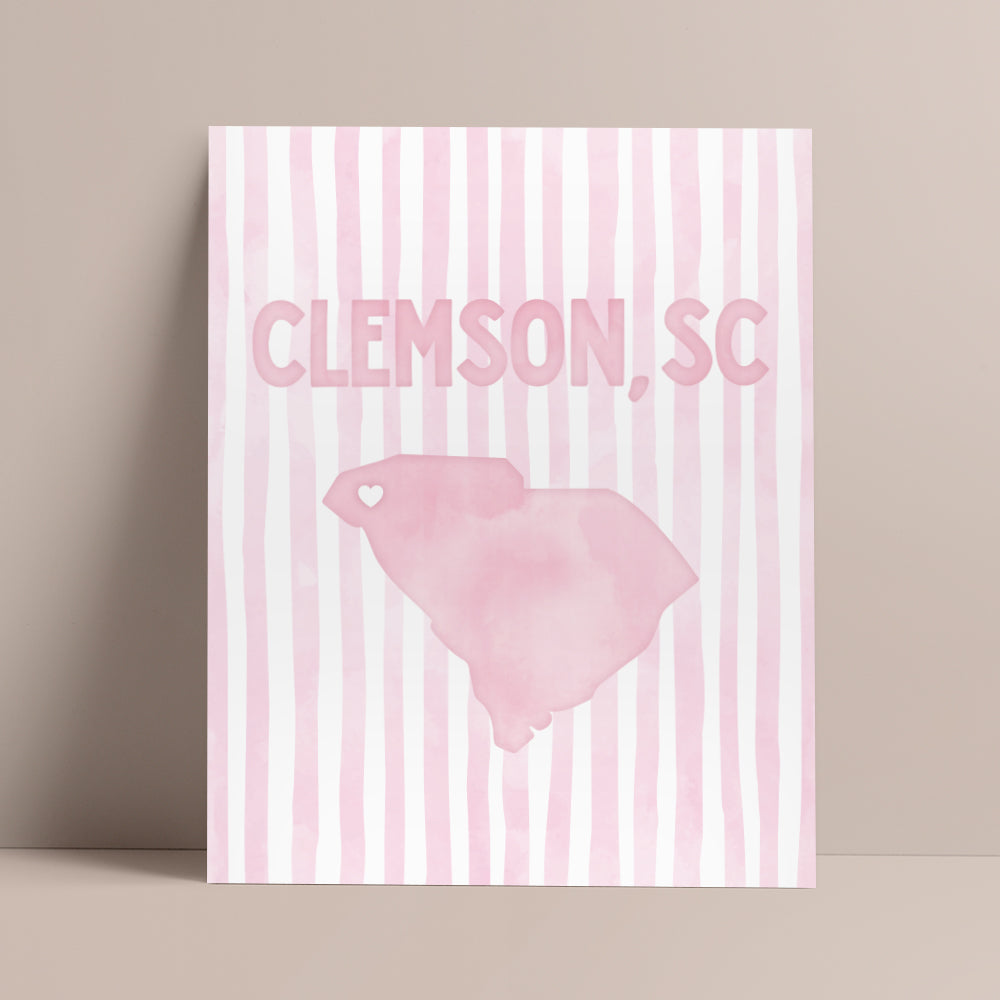 pink clemson poster