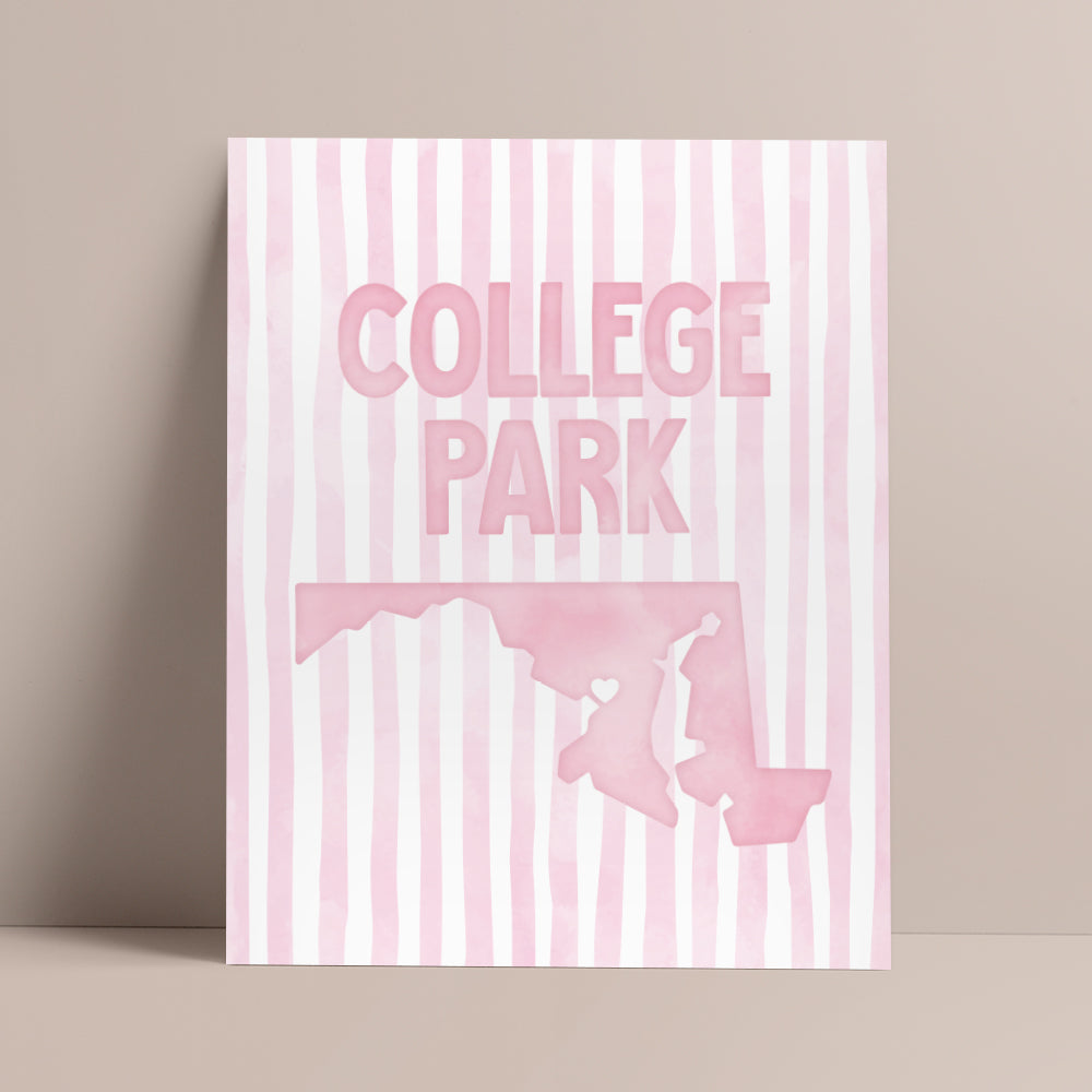 College Park Maryland Poster · College Park Maryland Pink Pastel Wall Art