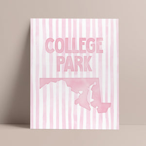 College Park Maryland Poster · College Park Maryland Pink Pastel Wall Art