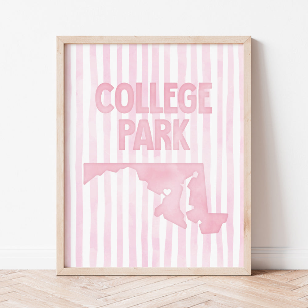 College Park Maryland Poster · College Park Maryland Pink Pastel Wall Art