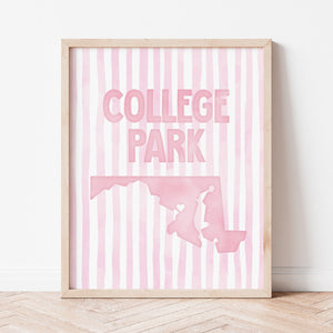 College Park Maryland Poster · College Park Maryland Pink Pastel Wall Art