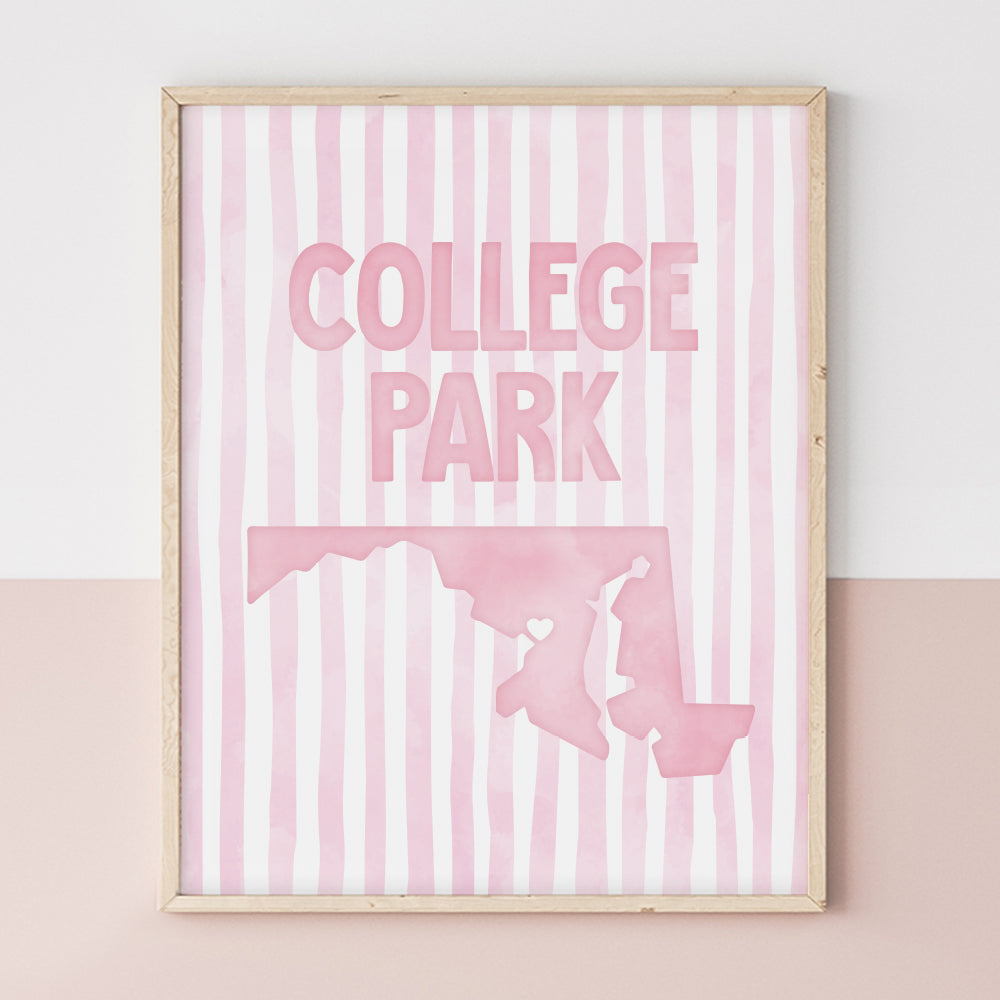 College Park Maryland Poster · College Park Maryland Pink Pastel Wall Art