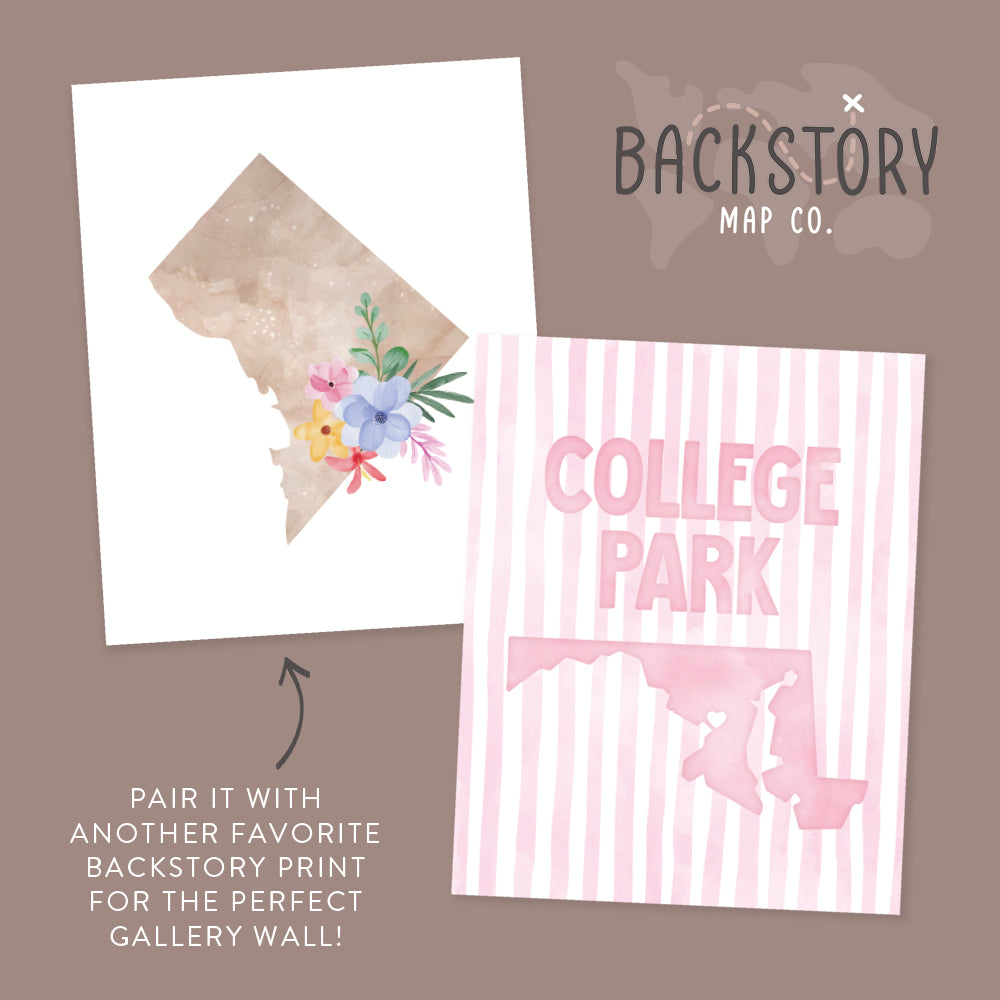 College Park Maryland Poster · College Park Maryland Pink Pastel Wall Art