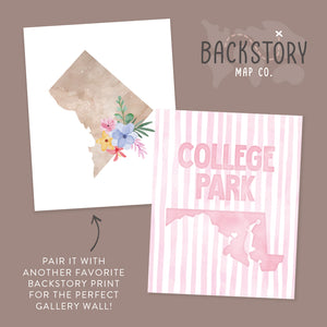 College Park Maryland Poster · College Park Maryland Pink Pastel Wall Art