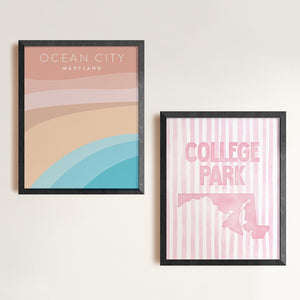 College Park Maryland Poster · College Park Maryland Pink Pastel Wall Art