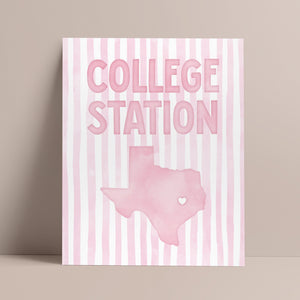 College Station, Texas Pink Pastel Poster