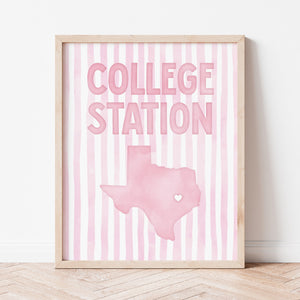 College Station, Texas Pink Pastel Poster