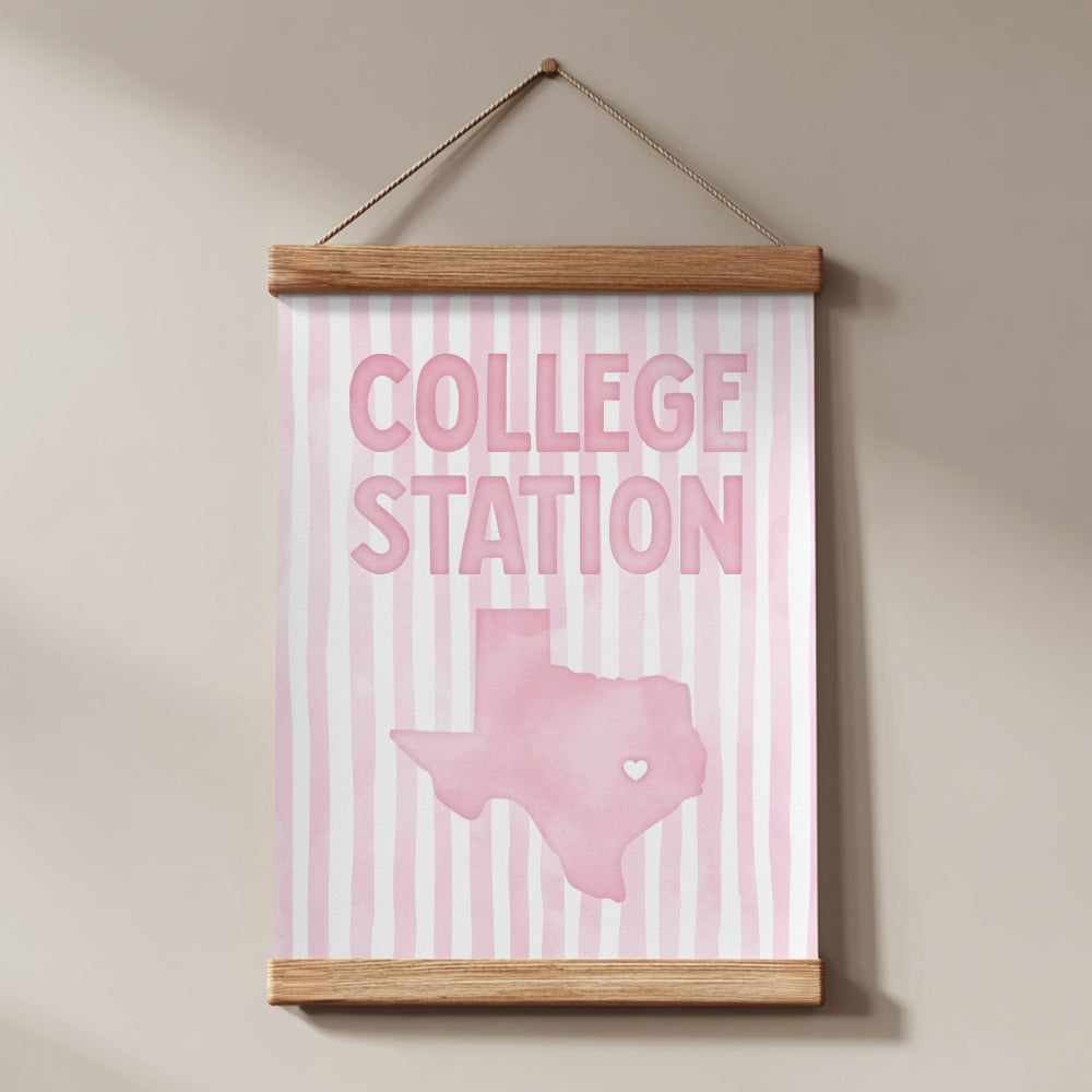 College Station, Texas Pink Pastel Poster