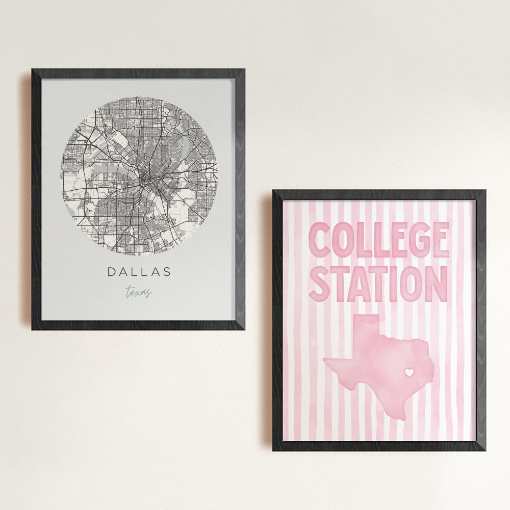 College Station, Texas Pink Pastel Poster