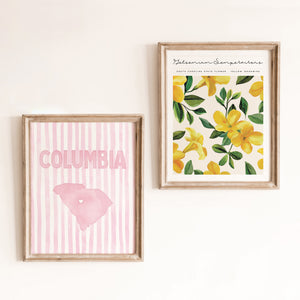 Columbia South Carolina Poster · Columbia South Carolina Pink Pastel Wall Art