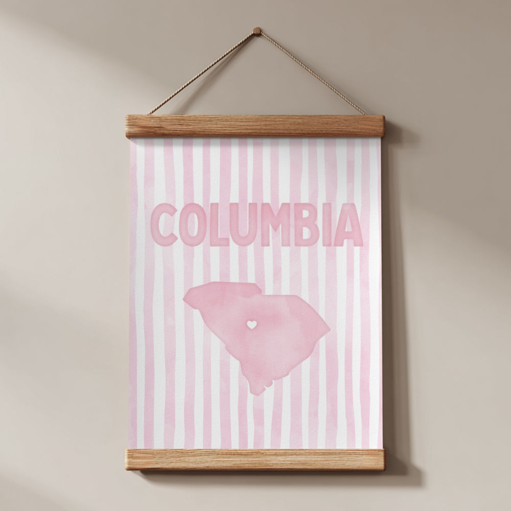 Columbia South Carolina Poster · Columbia South Carolina Pink Pastel Wall Art