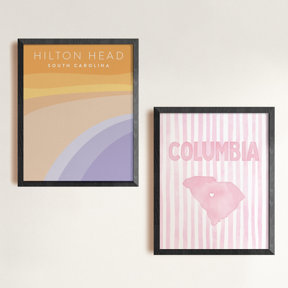 Columbia South Carolina Poster · Columbia South Carolina Pink Pastel Wall Art